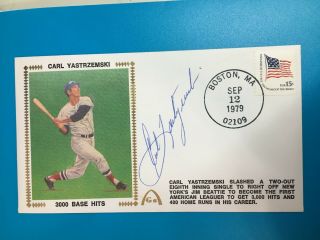 1979 Boston Ma Fdc First Day Cover Signed By Carl Yastrzemski Red Sox 3000 Hits
