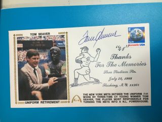 1988 Flushing Ny Fdc First Day Cover Signed By Tom Seaver Mets Uniform Retired