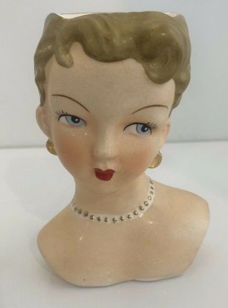 Vintage Lady Head Vase Wall Pocket 1950 
