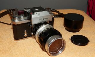 Nikon F Photomic 35mm Slr Film Camera W/ Nikkor - Q Auto 3.  5 135mm Lens