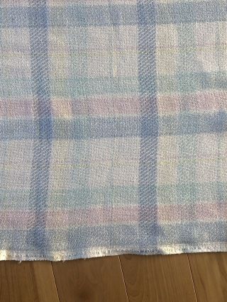Vintage Gerber Baby Blanket Pastel Plaid Woven Cotton Pink Blue Yellow 40 X 56