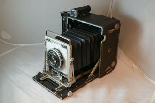 4x5 Graflex Speed Graphic Camera With Optar 135mm F4.  7 Lens Rough As - Is