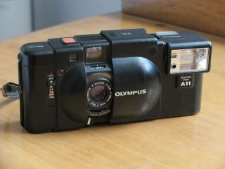 Olympus Xa 35mm Rangefinder & A11 Flash Unit W/ Batteries,  Please Read