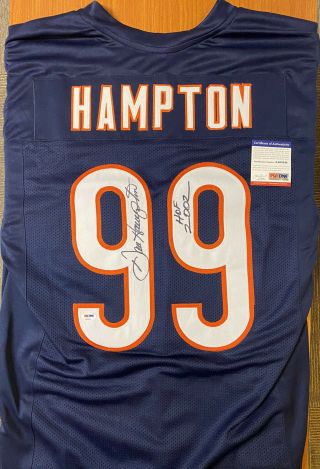 Dan Hampton Signed Chicago Bears Jersey Inscribed “hof 2002” Psa/dna Certified