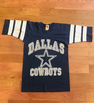 Vintage 80s Logo 7 Blue Dallas Cowboys Nfl Sz Small Tee Shirt