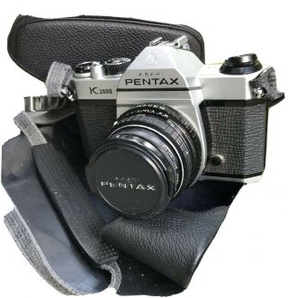 Vintage Camera Japan Asahi Pentax K 1000 With Protective Case 50mm Vivitar Lense