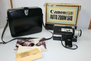 Vintage Canon 8 518 Movie Film Camera Camcorder W Case/box/paper