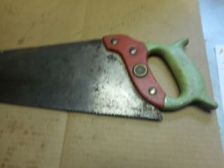 Vintage victory DISSTON D - 95 Hand Saw Tenite Handle 8 ppi red/green 2
