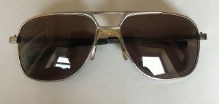 Vintage American Optical Ao Safety Gold Aviator Sunglasses With Brown Lenses