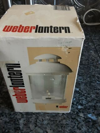 Vintage Weber LARS Candle Lantern White Made in Sweden Box Stake Hook 3