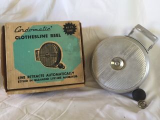 Vintage Cordomatic Clothes Line Reel/40 Ft Automatic Retracting.  Origional Box.