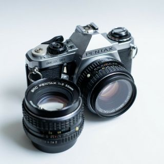 Asahi Pentax Me 35mm Camera With 50mm And 55mm Lens