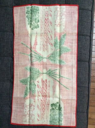 Vera Neumann Vintage Christmas Candy Jar Peppermints Red & Green Linen Tea Towel 3