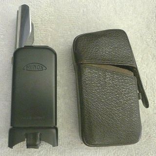Minox Camera Black Flash For Model C With Leather Case - Htf Version