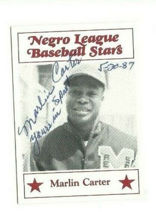 Marlin Carter 1986 Fritsch Negro League Stars Autographed Signed Card
