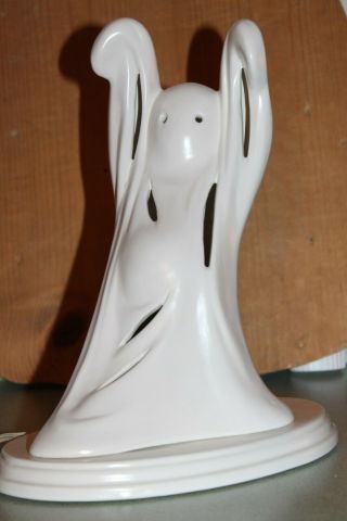 Vintage Ceramic Ghost With Base Halloween Decor Lighted Lamp