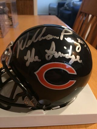William Perry Hand Signed Mini Helmet Chicago Bears W/ Inscription The Fridge