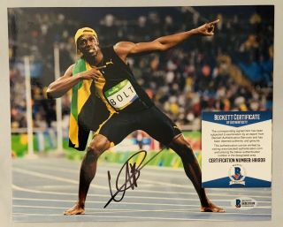 Usain Bolt Signed 8x10 Photo Olympics 9x Gold Track Runner Auto,  Beckett 3