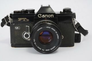 Canon Ftb Black Body,  Canon Lens Fd 1.  8 / 50mm Sc Lens
