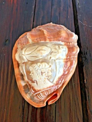 Vintage Conch Shell Cameo Carved Woman