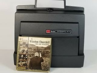 Kodak Instamatic Model M70 8mm Film Movie Projector W / Winston Churchill 8mm