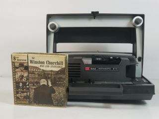 Kodak Instamatic Model M70 8mm film Movie Projector w / Winston Churchill 8mm 2