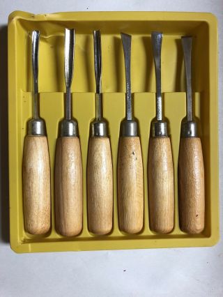 Vintage Six Piece Wood Carving Set Made In Doniger Italy