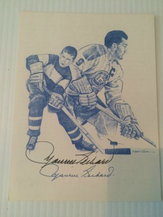 Maurice Richard Autographed 5 X 7 Promotional Card Card