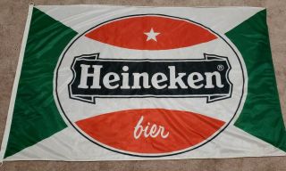 Vintage Authentic Heineken Beer Bier Flag Amsterdam Netherlands 57 " X36 "