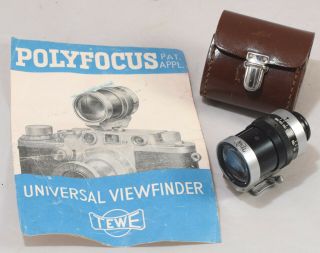 Tewe Polyfocus Universal Variable Viewfinder For Leica Camera,  W/ Leather Case