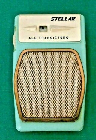 Vintage Stellar Transistor Radio - Light Blue Pocket Radio Japan -