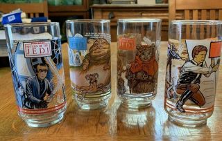 Vintage 1983 Star Wars Return Of The Jedi Drinking Glasses - Set Of 4