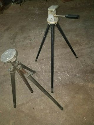 Vintage Camera Tripods - Two,  One Is Graflex,  The Other Old Appears To Be Bronze