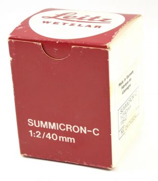 Leica Leitz 11542 Summicron - C 40mm 1:2 Vintage Box Only