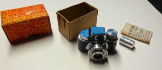 Vintage Sub Miniature Spy Camera In Orig.  Box W Roll Of Film & Instructions