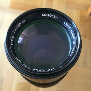 Minolta Md Tele Rokkor 1:2.  8 135mm With Sony E - Mount Adapter And Nikon Lens Bag