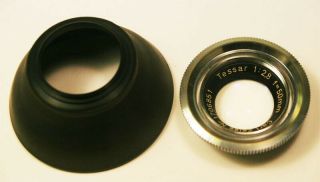 Carl Zeiss Tessar 50mm F2.  8 Lens For Contaflex With Rubber Hood