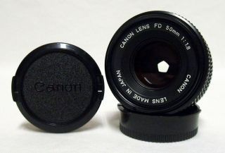 Vintage Canon Fd F/1.  8 50mm Prime Lens Slr Film Camera W/caps 5731010 Minty