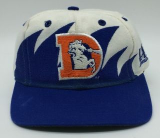 Vtg Denver Broncos Logo Athletic White Dome Sharktooth Snapback Hat