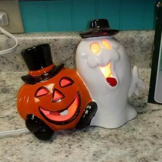 Vintage Ceramic Ghost Pumpkin Halloween Light Lamp Bulb
