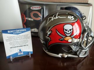 Devin White Autographed Tampa Bay Buccaneers Speed Mini Helmet Witness Beckett