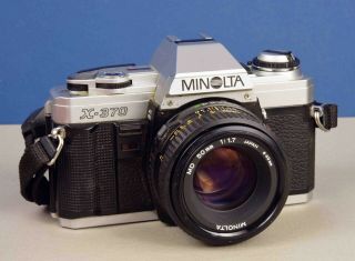 Minolta X - 370 SLR Film Camera,  Vivitar 75 - 300 Macro Zoom,  & 28mm W.  A.  & More 2