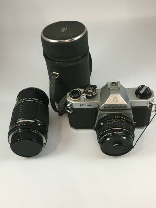 Pentax Asahi K1000 35mm Camera W / 2 Lens Pentax 1:2 50mm,  Takumar 1:2.  5 135mm