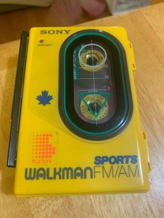 Sony Wm - F45 Cassette Am/fm Vintage Walkman And Headphones - Great