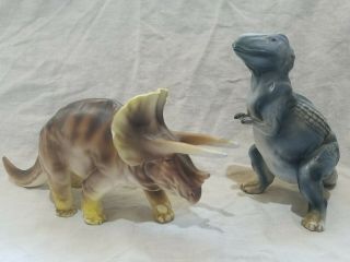 Vintage Napco Ceramic Dinosaurs Triceratops T - Rex M4351 Rare
