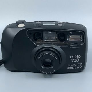 Pentax Espio 738 35mm Camera 38 - 70mm Zoom Point And Shoot Film Black