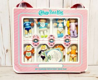 Vintage 1984 Cabbage Patch Kids Brag Bag With Miniature Poseable Dolls Signed
