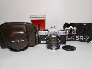 Minolta Sr - 7 35mm Slr Film Camera W Rokkor - Pf 55mm F1.  8 Lens Case,  Instructions