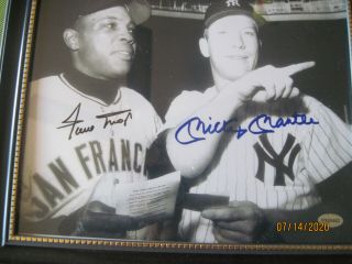 Mickey Mantle/willie Mays Signed Autographed 8x10 Photo Certificate