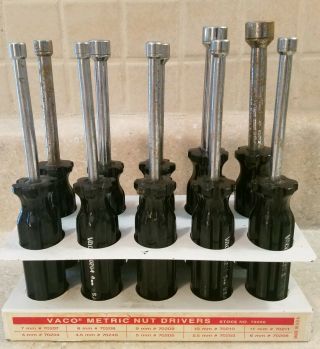 Vtg Vaco Metric Nut Drivers,  Set Of 10 With Stand